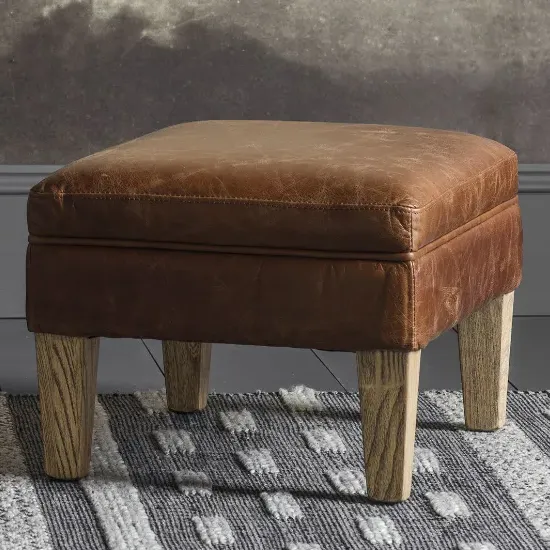 Padston Footstool - Vintage Brown, Leather product
