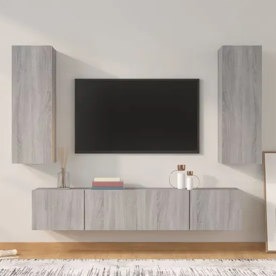 Paidi Wall-Mounted TV Cabinet Set - Grey Sonoma Oak, Engineered Wood product