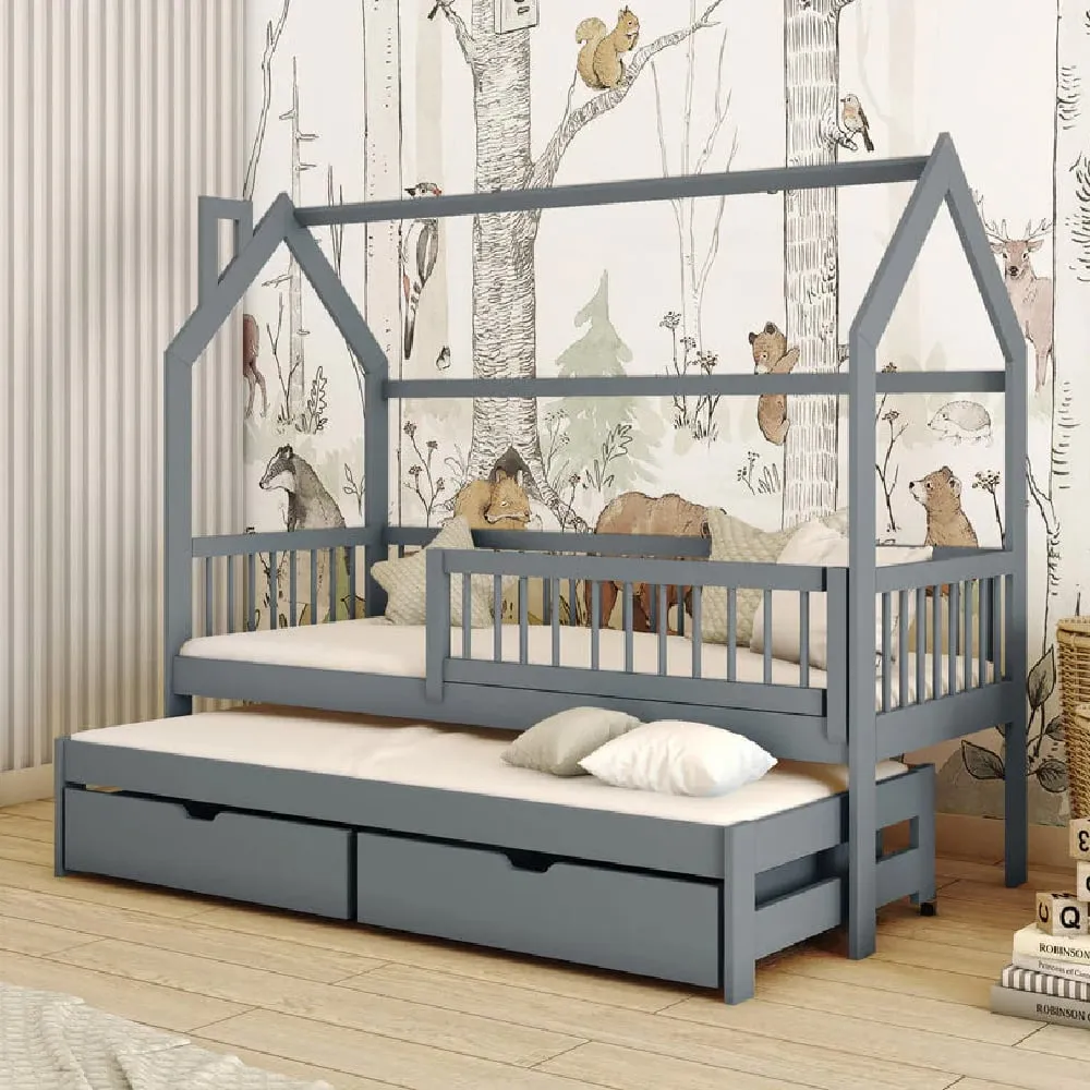 Paige Day Bed with Trundle - Graphite, Pine image