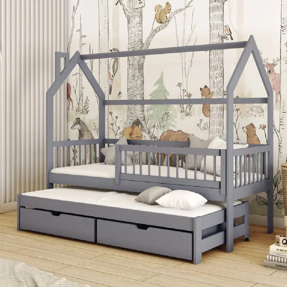 Paige Day Bed with Trundle - Grey, Pine