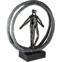 Pair In Ring Poly Design Sculpture - Antique Bronze, Grey