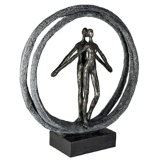 Pair In Ring Poly Design Sculpture - Antique Bronze, Grey image