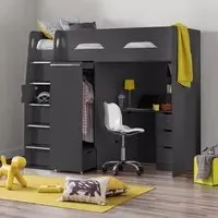 Paiva High Sleeper Bed with Storage - Anthracite