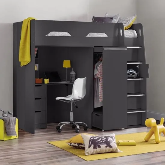 Paiva High Sleeper Bed with Storage - Anthracite image