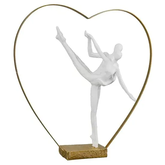 Pala Polyresin Couple Sculpture - White, Gold image
