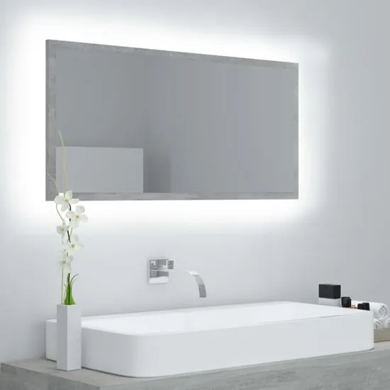 Palatka Bathroom Mirror with LED Lights - Concrete Effect image