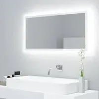 Palatka High Gloss Bathroom Mirror with LED Lights - White