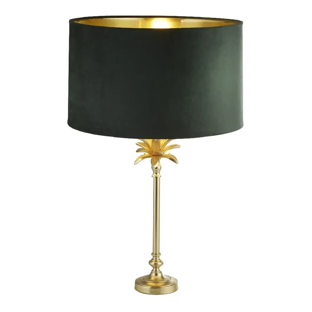 Palm Table Lamp - Green, Velvet
