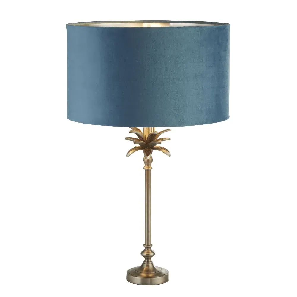 Palm Table Lamp - Teal, Velvet