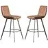 Palmar Bar Stools with Metal Legs - Brown, Faux Leather