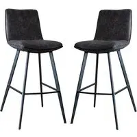 Palmar Bar Stools with Metal Legs - Grey, Faux Leather