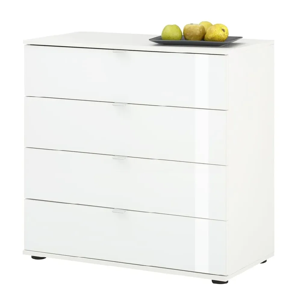 Palmer 4 Drawer Chest with Glass Fronts - Matt White image