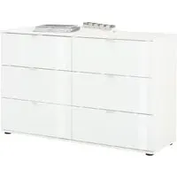 Palmer 6 Drawer Chest with Glass Fronts - Matt White