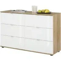 Palmer 6 Drawer Chest with Glass Fronts - White, Pine