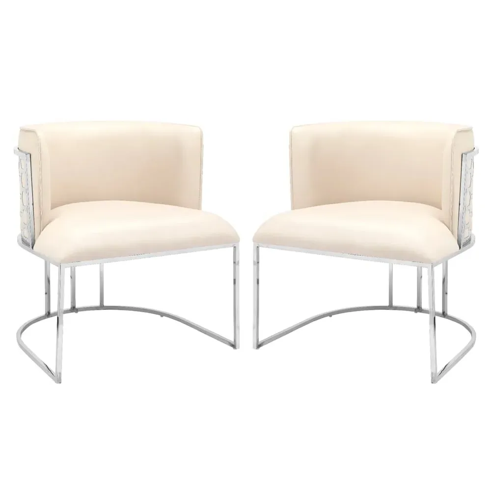 Palmer Dining Chairs - Beige, Faux Leather