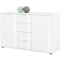 Palmer Wooden Sideboard with White Gloss Fronts - White