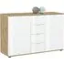 Palmer Wooden Sideboard with White Gloss Fronts - White, Pine