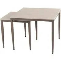 Palmerton Square Nest of 2 Tables - Matt Latte, Ceramic