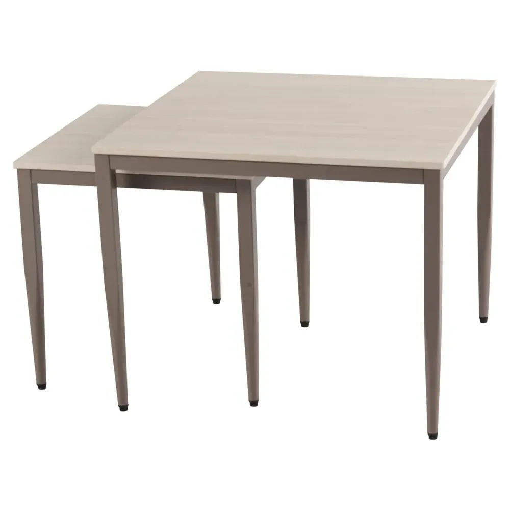 Palmerton Square Nest of 2 Tables - Matt Latte, Ceramic