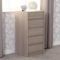 Palmyra 5 Drawer Chest - Smoked Ash