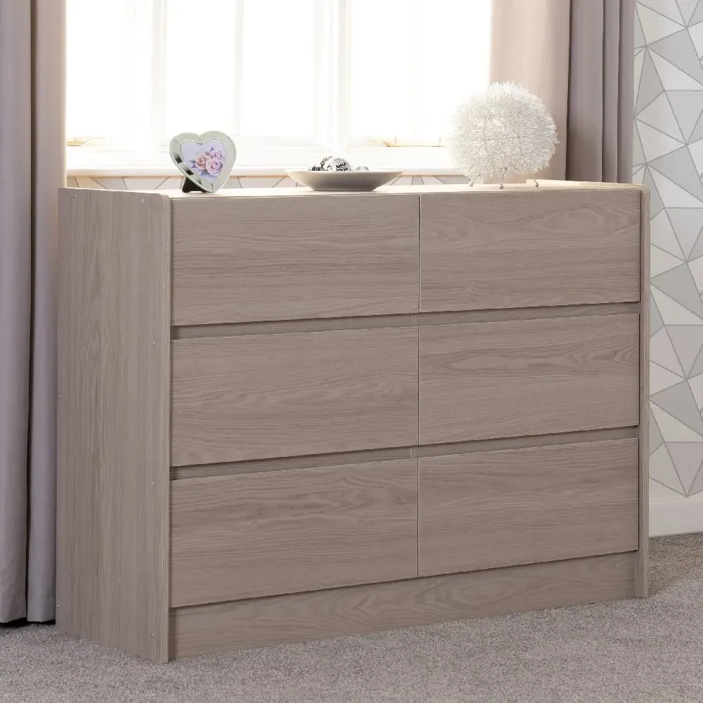 Palmyra 6 Drawer Chest - Smoked Ash