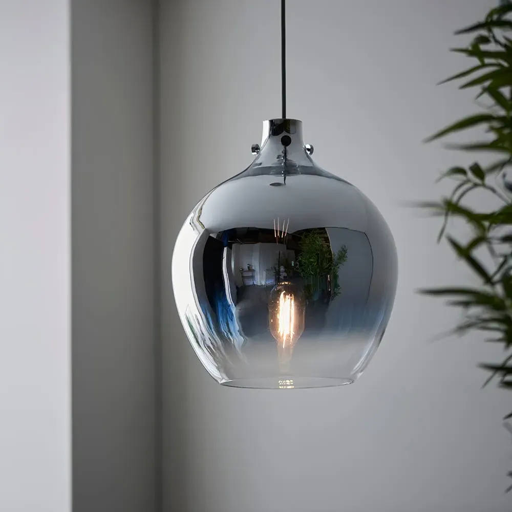 Pampa Glass Pendant Ceiling Light - Chrome