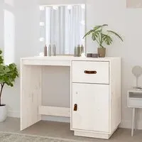 Panas Pinewood Dressing Table with LED Lights - White
