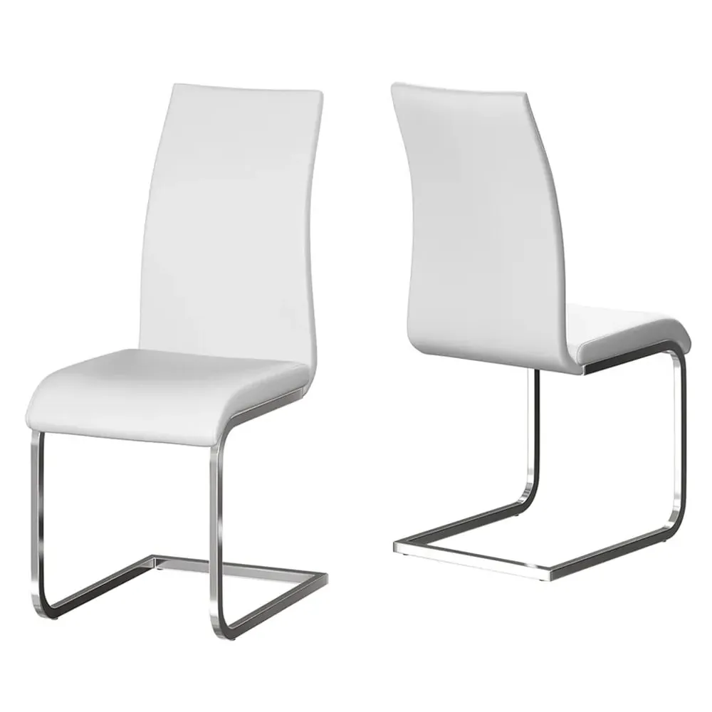 Paoli Cantilever Dining Chairs Pair - White, Faux Leather image