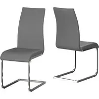Paoli Dining Chairs in Pair - Grey, Faux Leather