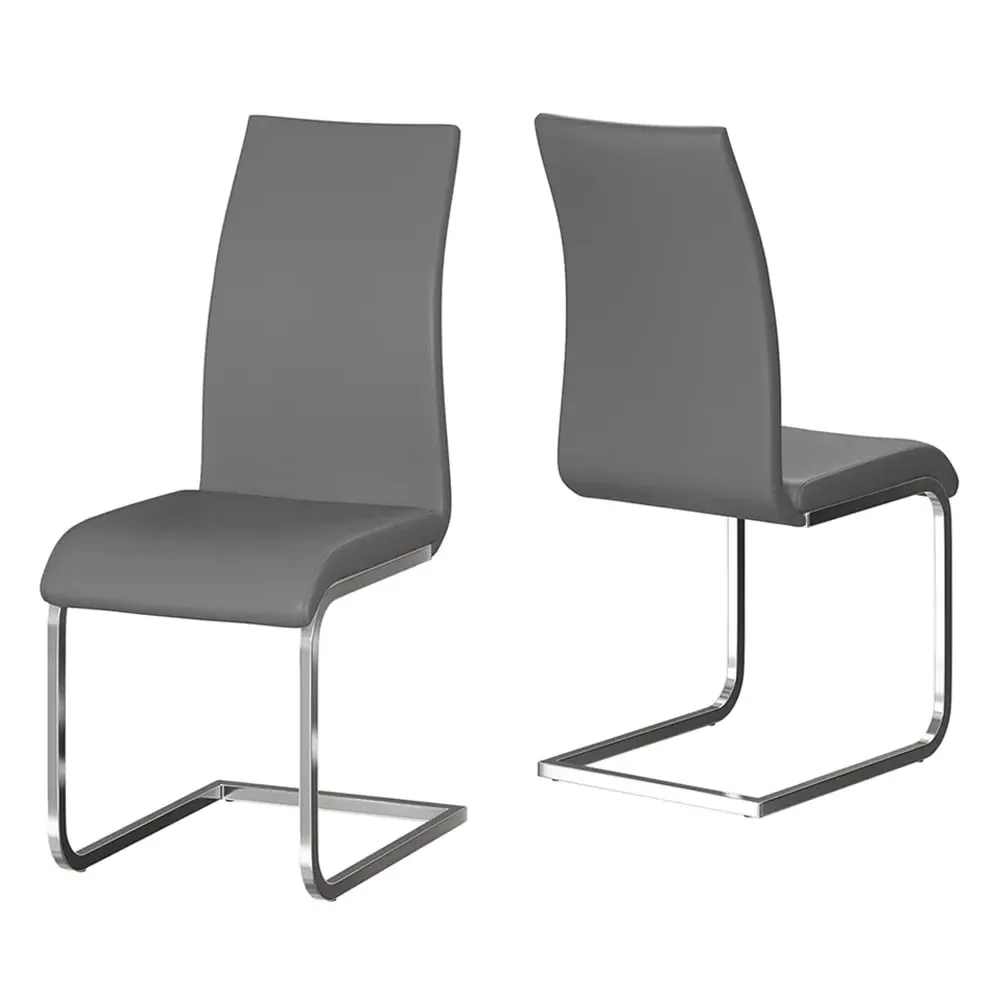 Paoli Dining Chairs in Pair - Grey, Faux Leather image