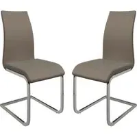 Paoli Dining Chairs in Pair - Taupe, Faux Leather