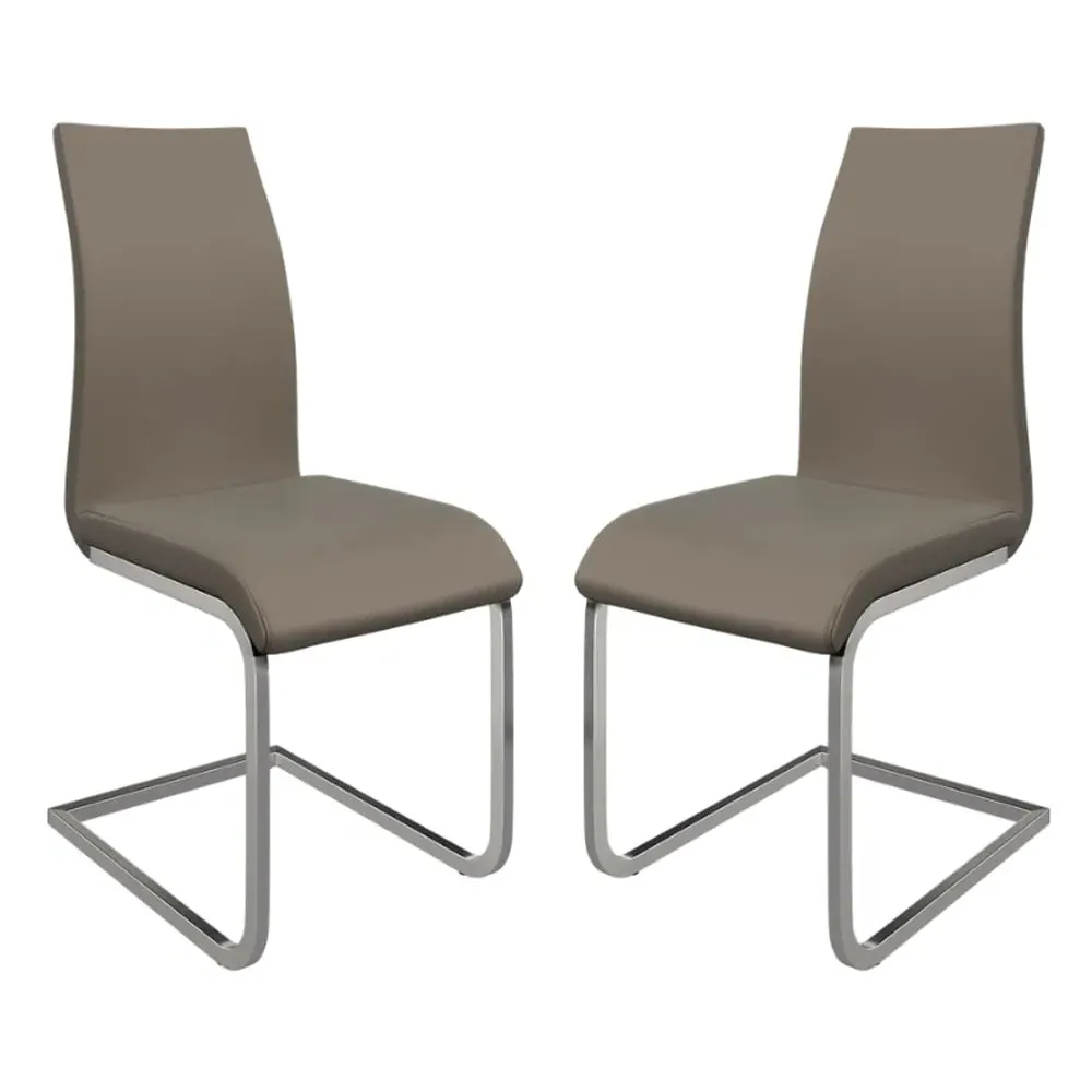 Paoli Dining Chairs in Pair - Taupe, Faux Leather image