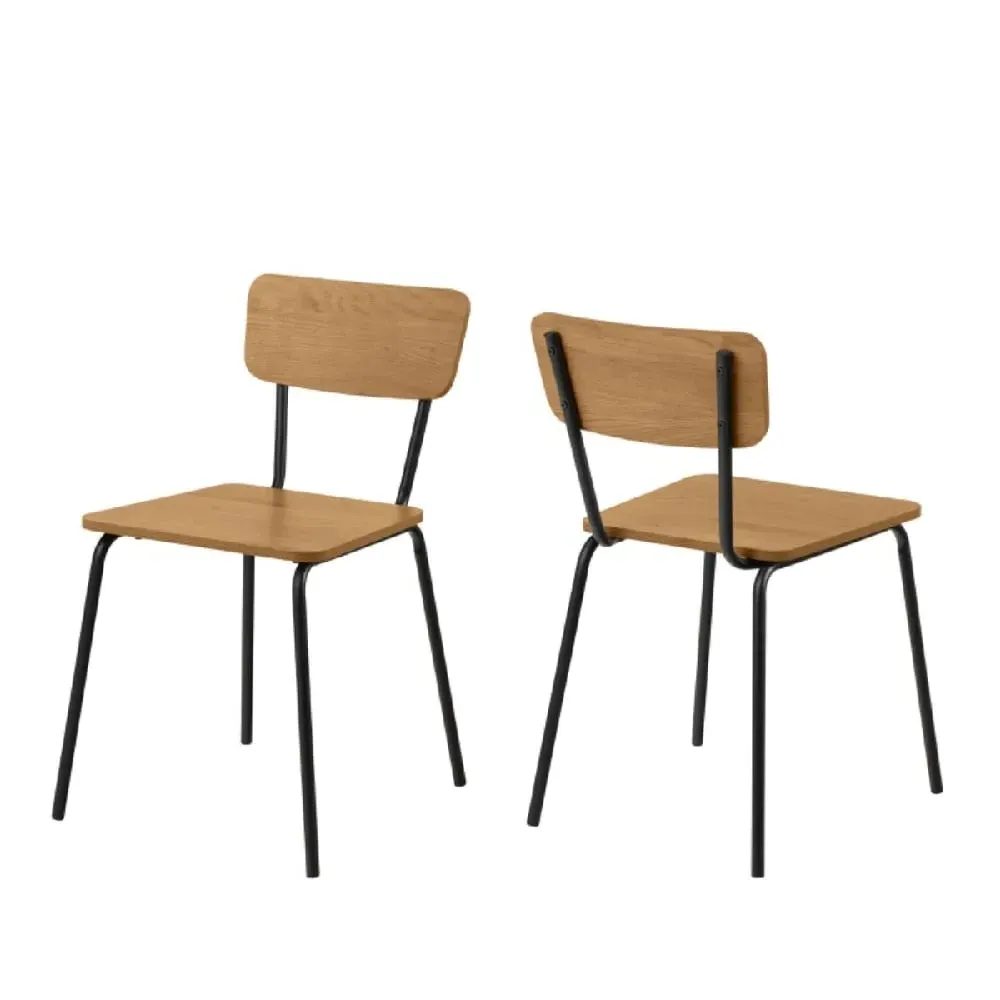 Paoli Oak Dining Chairs with Black Legs - Oak image