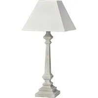 Paoli Wooden Table Lamp with White Shade - White, Wood