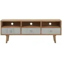 Papeka TV Stand with 3 Drawers - Natural, Whitewash