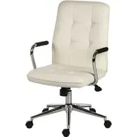Papillion Office Chair with Gas Lift - White, Leather