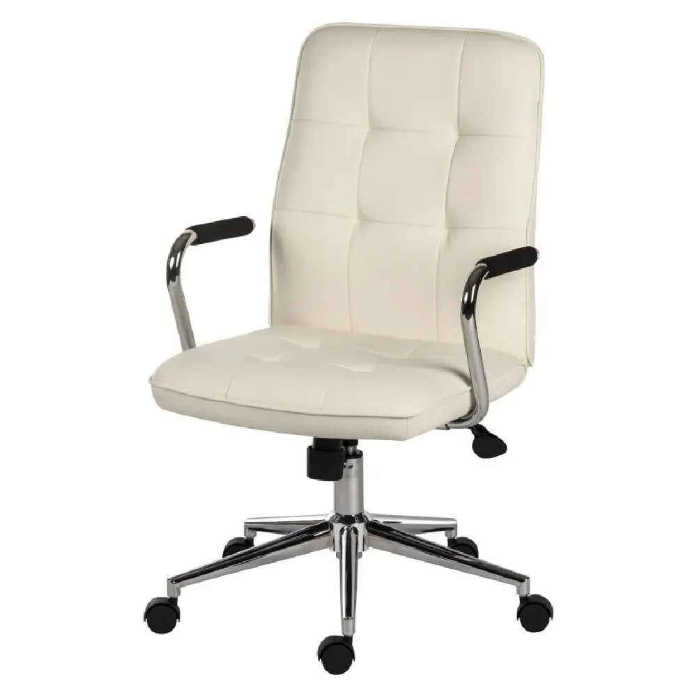 Papillion Office Chair with Gas Lift - White, Leather