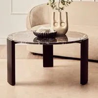 Paramus Large Round Coffee Table - Black, Marble