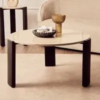 Paramus Large Round Coffee Table - Cream, Marble