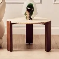 Paramus Small Round Coffee Table - Cream, Travertine