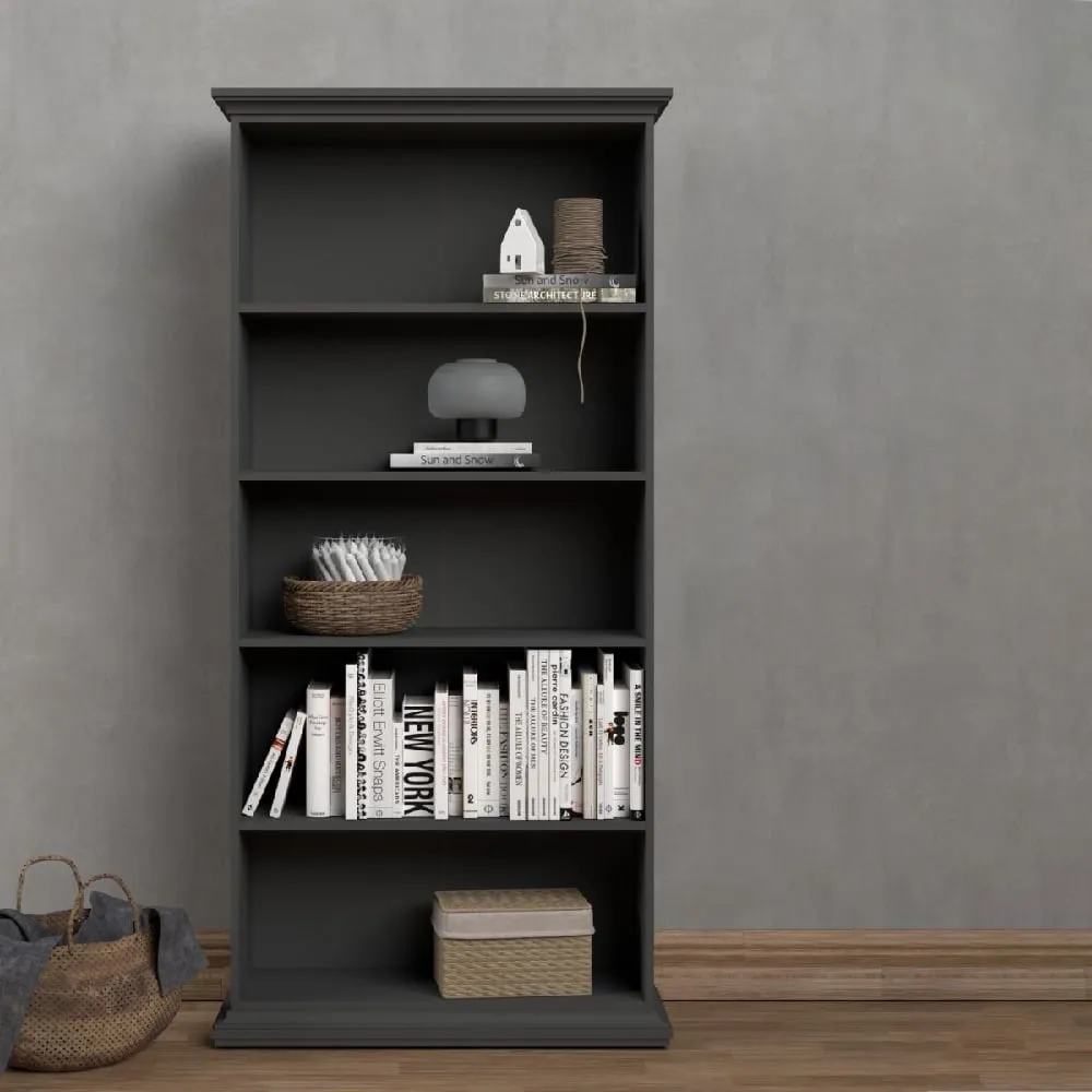 Parayo 4-Shelf Bookcase - Grey, Wood