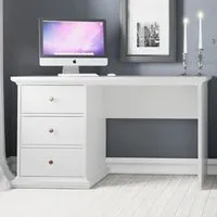 Parayo Laptop Desk with 3 Drawers - White, Wood
