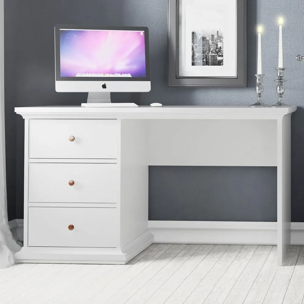 Parayo Laptop Desk with 3 Drawers - White, Wood image