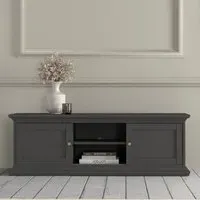 Parayo TV Stand with 2 Sliding Doors - Grey, Wood
