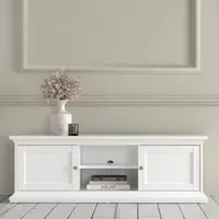 Parayo TV Stand with Sliding Doors - White, Wood