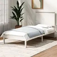 Parees Single Bed Frame - White, Pinewood