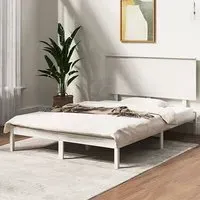 Parees Small Double Bed Frame - White, Pinewood