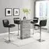 Parini Bar Table Set with 4 Candid Stools - Marble Effect, Black