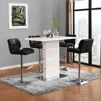 Parini Bar Table Set with 4 Candid Stools - White Gloss