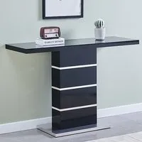 Parini Console Table with Glass Top - Black, High Gloss